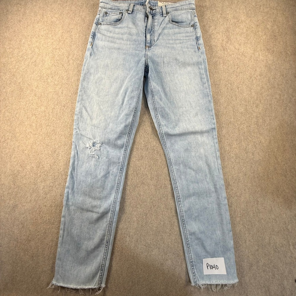 Rag & Bone Nina High-Rise Ankle Cigarette Light Wash Distressed Jeans 26